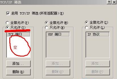 windows 2003 server R2中TCP/IP篩選介紹