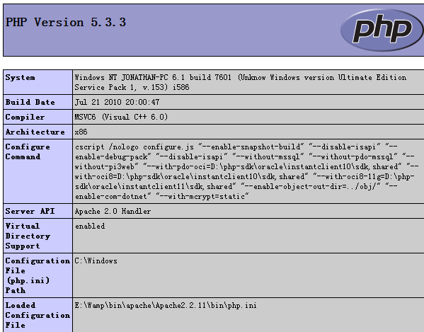 windows下升級(jí)PHP到5.3.3的過程及注意事項(xiàng)